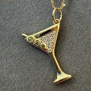 Gold Martini Pendant Necklace